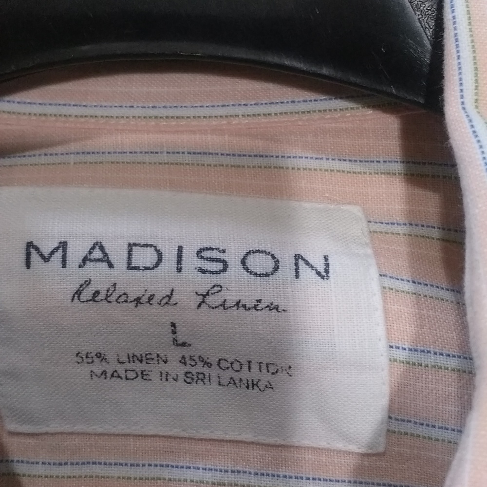 Men Large linen shirt Madison relaxed fit  buttons collar long sleeves